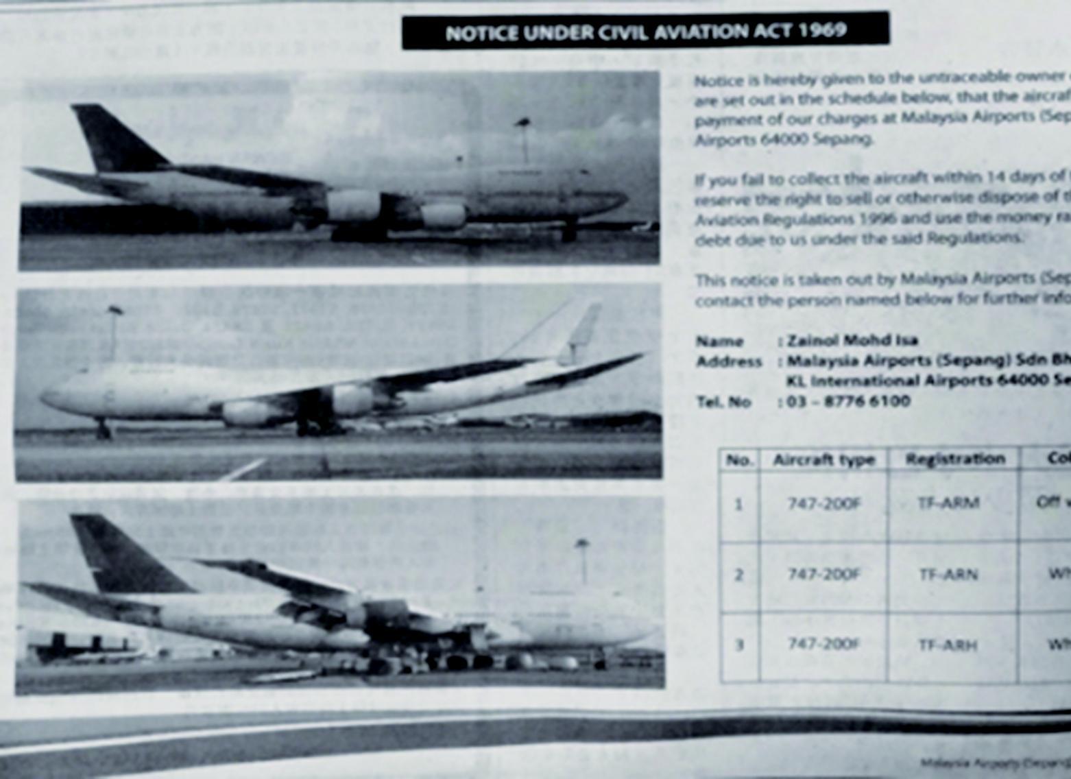 三架波音747遭遺棄