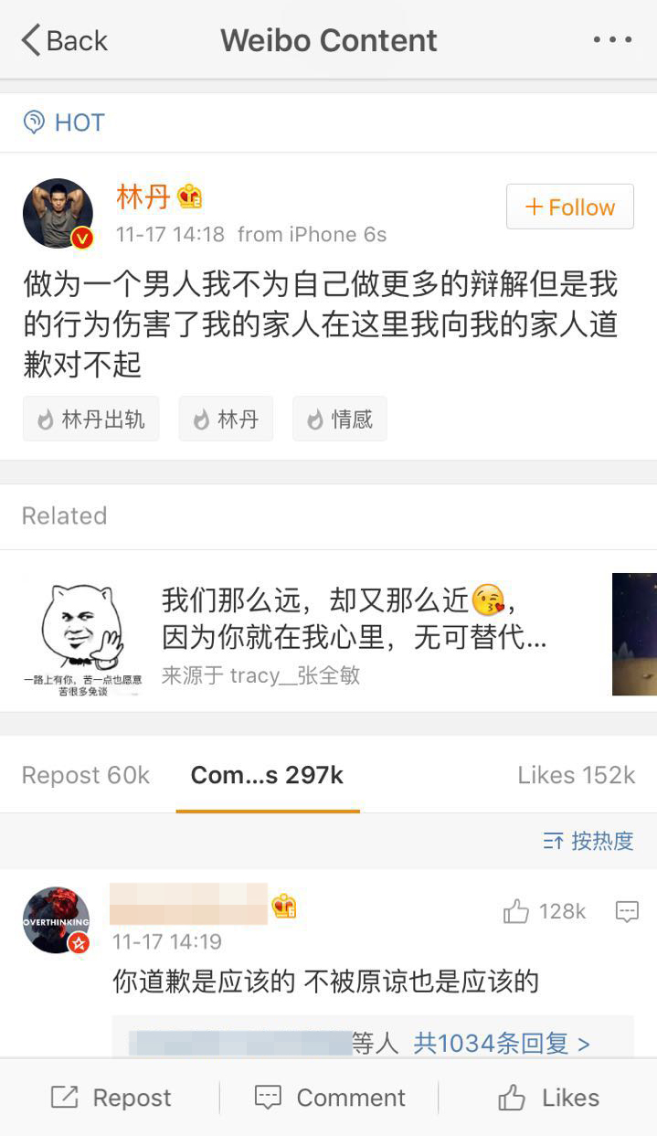 林丹承認背妻偷食