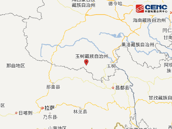 青海玉樹雜多縣發生6.2級地震