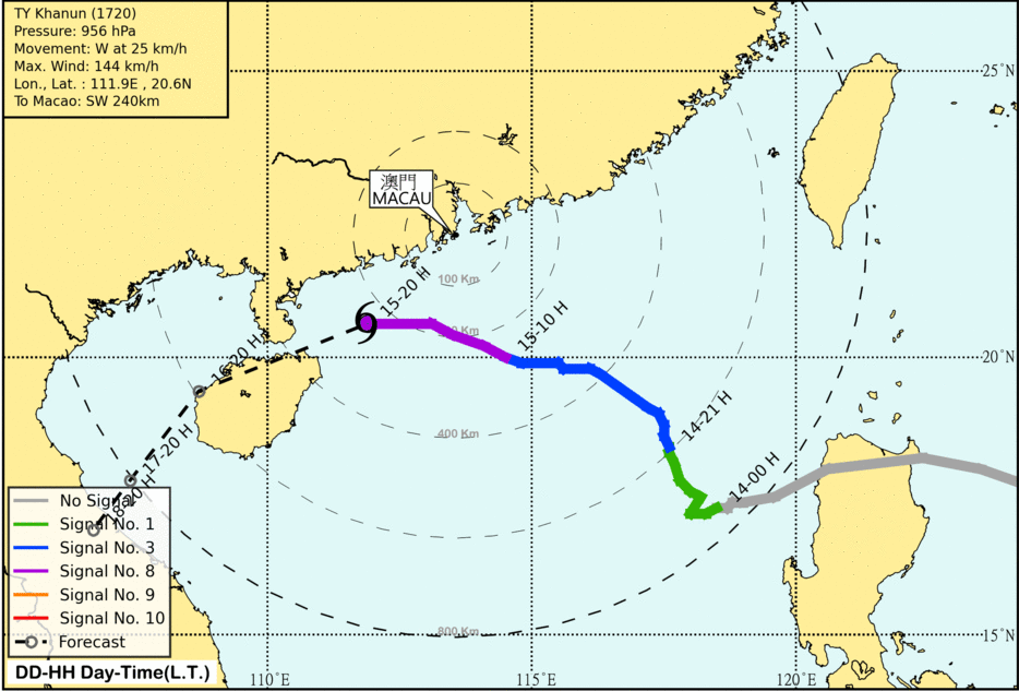 本澳改掛三號風球