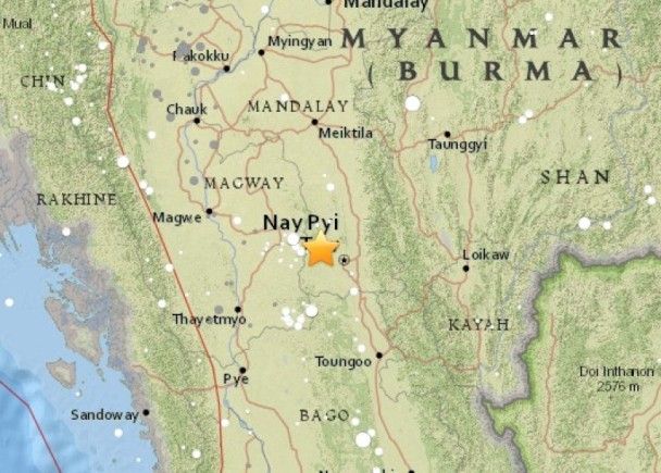 ​緬甸首都附近發生5.3級地震
