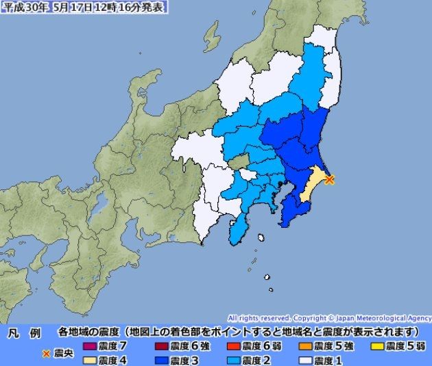 日本千葉縣附近海域發生5.3級地震