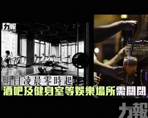 酒吧及健身室等娛樂場所需關閉