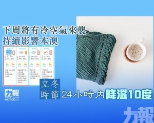 立冬時節24小時內降溫10度