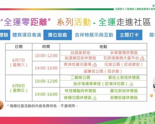 全運走進社區活動周末舉行