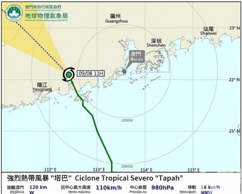 八號風球將於下午3時前維持