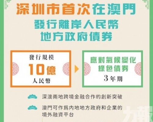 深圳市成功在澳門發行10億離岸人民幣地方政府債券